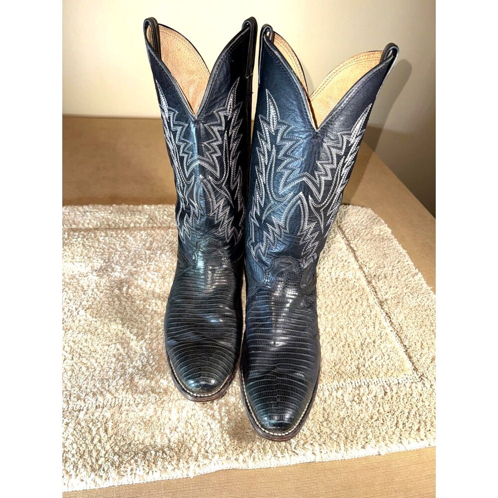 Cowboy Boots, Cavenders Black Lizard Skin, Sz 12 D Used Fair Condition
